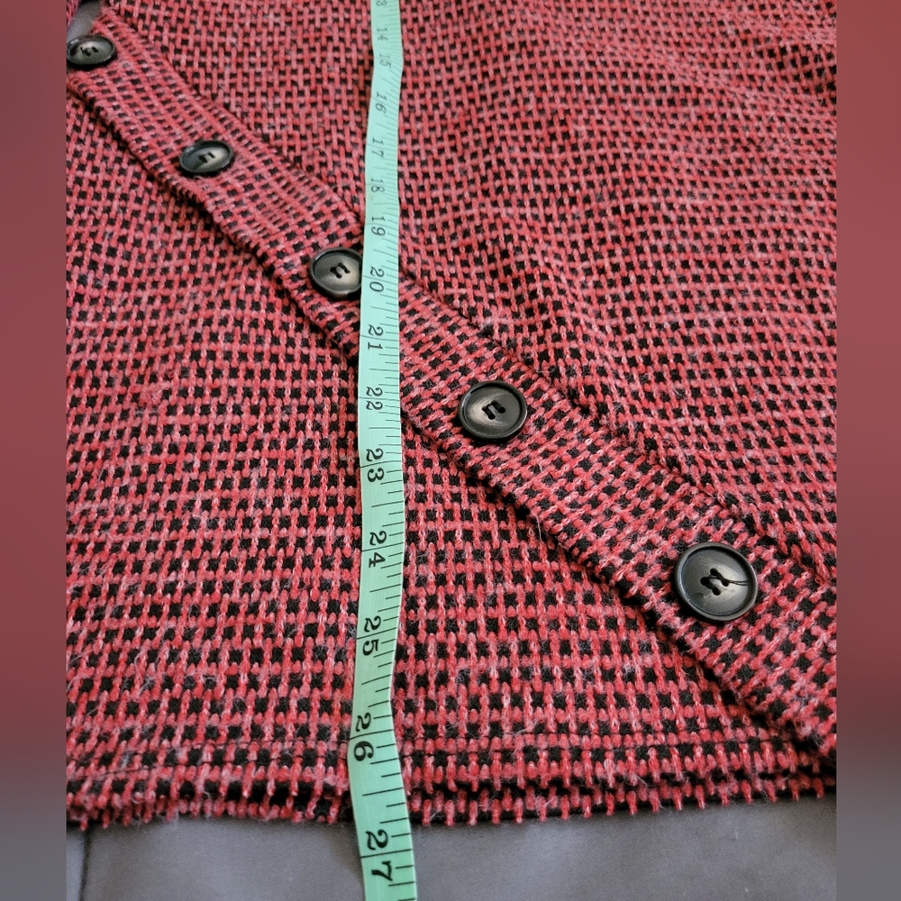 Apt. 9 | Red/Black Mock Checkered Asymmetrical Hem Sweater - Picture 7 of 9
